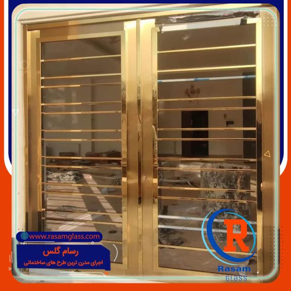 اجرای درب استیل طلایی مغازه