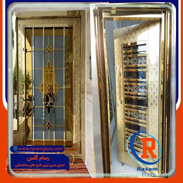 اجرای درب استیل طلایی