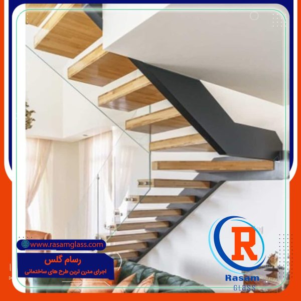 نرده شیشه ای پله تک محور