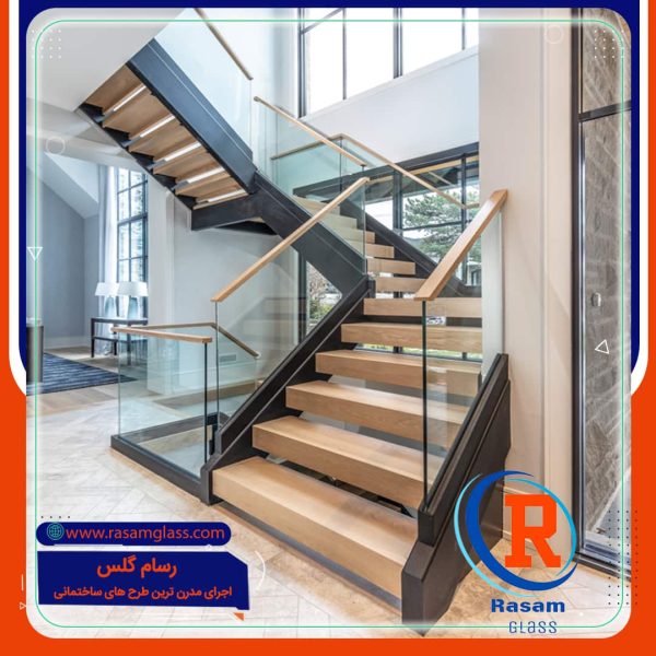 پله دوبلکس نرده شیشه ای