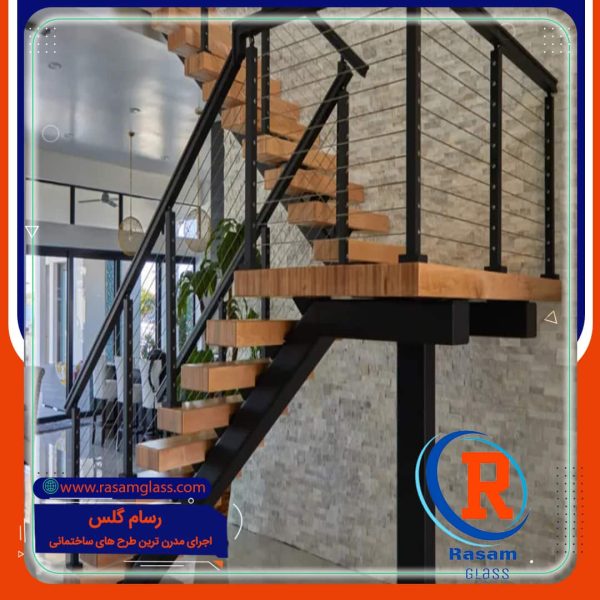 راه پله نرده کابلی استیل