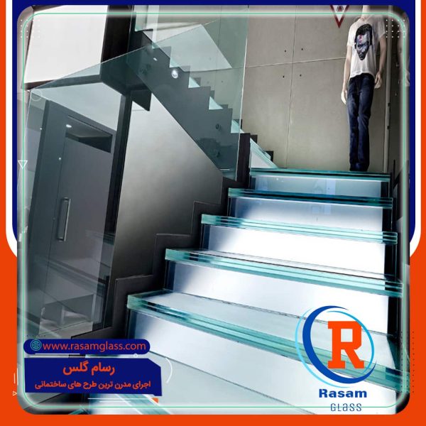 پله شیشه ای لوکس زیبا مدرن شیک