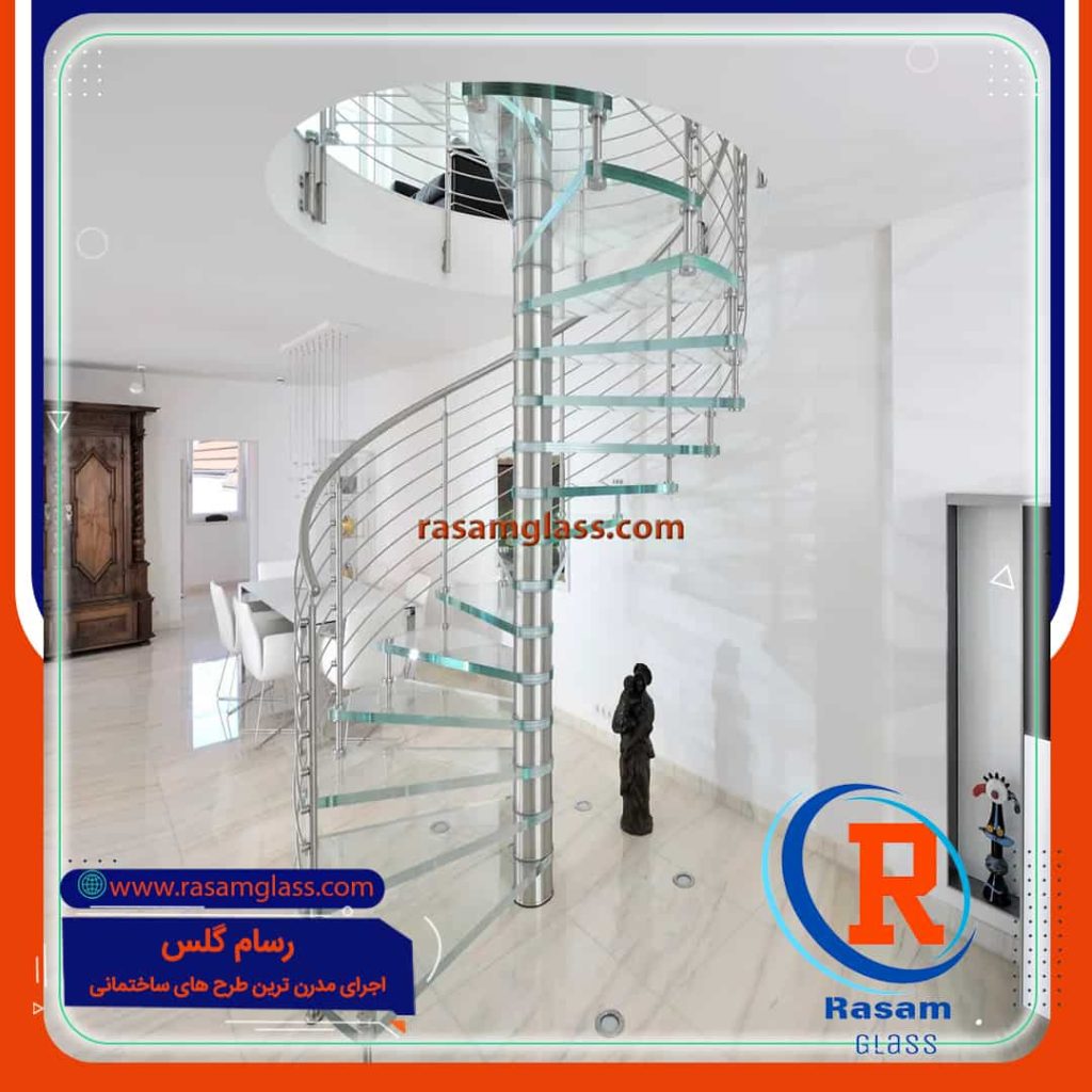راه پله مارپیچ – پله پیچ شیشه ای – پله گرد دوبلکس – پله اسپیرال
