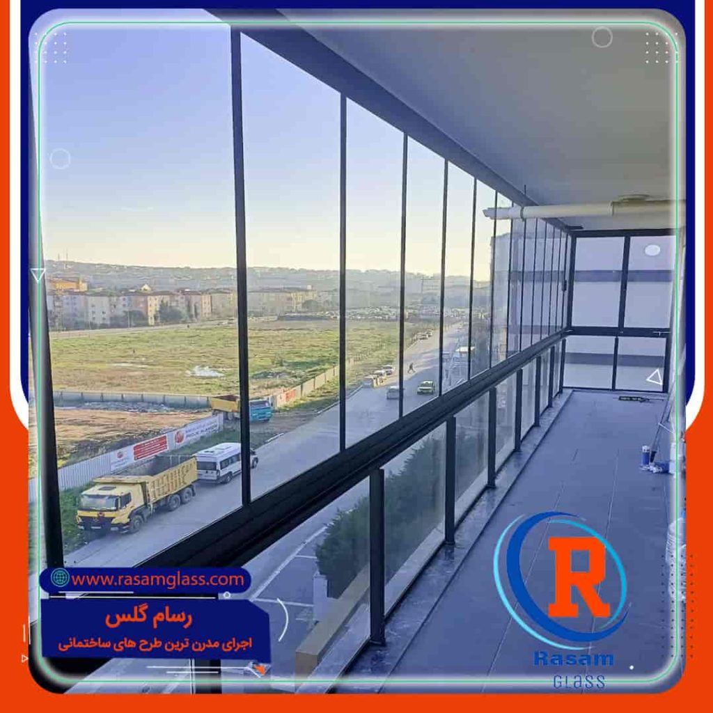 زیباترین بالکن شیشه ای ساختمان تهران